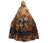 CADREWY Sugar Skulls - Mantello con cappuccio per adulti, comodo, con stampa di farfalle, per uomo e donna, per cosplay, feste a tema, colore: nero