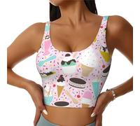 CADREWY Sweet Ice Cream Print - Gilet da donna leggero estivo a inverno, per sport, yoga, allenamento, gilet da donna, nero, S