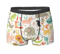CADREWY Zoo Alphabet Animal Print Ampia gamma di taglie slip da uomo traspiranti elasticizzati leggeri per l'uso quotidiano, Nero, XL