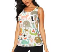 CADREWY Zoo Alphabet Animal Print Confortevole Senza Maniche Top Donne Disponibile Gym Tank Top Cater Vari Tipi di Corpo, Nero, XL