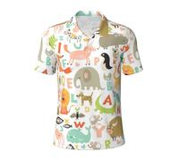CADREWY Zoo Alphabet Animal Print Fashion Polo Shirt Confortevole Manica Corta Vacanze Regali di Compleanno Celebrazioni, Nero, 3XL