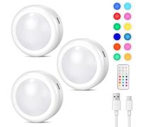 Cadrim Luci a batteria ricaricabile, luce con telecomando, luce a disco a batteria con telecomando, luci sotto armadietto, luci a led wireless per cucina, camera da letto, scale, armadio (3)