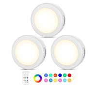 Cadrim Luci Armadio Luce Notturna Lampada Armadio RGBW 3PZ LED Multicolore Illuminazione 13 Colori 2 Modalità Luminosità Regolabile RGBW Lampada Senza Fili Adesiva 2 Telecomando Manuale Timer Vetrina