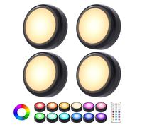 Cadrim Luci Armadio Luce Notturna Lampada Armadio RGBW 4PZ LED Multicolore Illuminazione 13 Colori 2 Modalità Luminosità Regolabile RGBW Lampada Senza Fili Adesiva 2 Telecomando Manuale Timer Vetrina