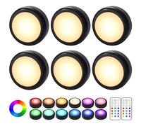 Cadrim Luci Armadio Luce Notturna Lampada Armadio RGBW 6PZ LED Multicolore Illuminazione 13 Colori 2 Modalità Luminosità Regolabile RGBW Lampada Senza Fili Adesiva 2 Telecomando Manuale Timer Vetrina