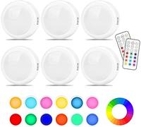 Cadrim Luci RGB per Armadio Con 2 Telecomandi, Illuminazione LED 13 Colori, Dimmerabili, Alimentate a Batteria (Bianco, 6 Pezzi)