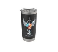Caduceo Spada Serpente Cuore Ali Teschio 1 Saggezza Esoterica Bicchiere termico in acciaio inox doppia parete