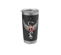 Caduceo Spada Serpente Cuore Ali Teschio 3 Bicchiere termico in acciaio inox doppia parete