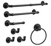 CADUKE Set di Accessori per Il Bagno, Set di 7 Barre di Asciugamani industriali con portasciugamani di Carta, Supporto per Asciugamani a Parete, Anello portarotolo, Porta Carta igienica e Accappatoio