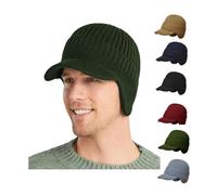 Caduola Berretto con Visiera Invernale da Uomo con paraorecchie Lavorato a Maglia, Cappello Lavorato a Maglia con Protezione per Le Orecchie Calda Elastica (Verde)