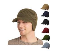 Caduola Berretto con Visiera Invernale da Uomo con paraorecchie Lavorato a Maglia, Cappello Lavorato a Maglia con Protezione per Le Orecchie Calda Elastica (Cachi)