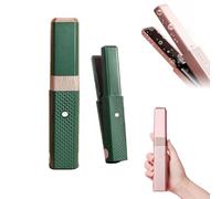 Caduola Masterscape - Piastra per capelli portatile, Spazzola per piastra per capelli senza fili con USB ricaricabile, Mini ferro arricciacapelli a doppio uso (Verde)