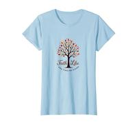 Caduta per Gesù: Faith Like Falling Leaves Christian Quote Maglietta, Donna, Celeste, 3XL