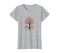 Caduta per Gesù: Faith Like Falling Leaves Christian Quote Maglietta, Donna, Grigio Melange, XL