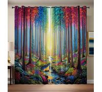 CAEITLRSO 2 Pannelli Soggiorno Decorazione Da Finestre Tende Oscuranti Per Interni Arcobaleno Foresta Sole Ruscello Tende Oscuranti Termiche Isolanti Per Interni Con Occhielli L 117 X A 137 cm