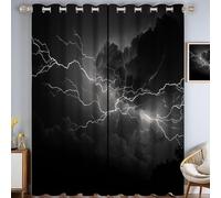 CAEITLRSO Tenda Oscurante Finestra Con Occhielli Tempesta Fulmine Tende Oscuranti 2 Pannelli Per Camera Da Letto Soggiorno Decorazione Da Finestre Termica Isolante L 140 X A 300 cm