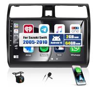 CAEMCHO 2+64G Android 13 Autoradio per Suzuki Swift 2005-2010 con Telecamera Posteriore, 10 Pollici Senza Fili Carplay Bluetooth Radio con Android Auto WIFI GPS Mirror Link EQ Sound +HD Touchscreen