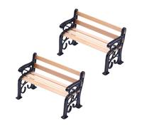 CaeorKvor 2 sedie da parco in miniatura modellino di mobili statuetta per 1/12 decorazione della casa delle bambole accessori per esposizione scena da giardino mobili in legno per la casa delle