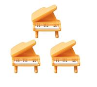 CaeorKvor 3 pezzi miniatura pianoforte chitarra e sgabello figurine strumento musicale per decorazioni per la stanza delle bambole e display desktop bella chitarra statuetta
