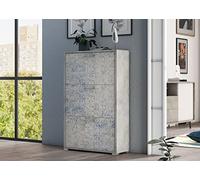 CAESAROO Scarpiera doppia profondità 112 cm Cemento e Leizu con tre ante a ribalta - Cemento e Leizu