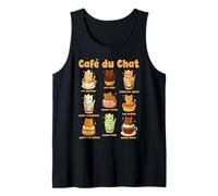 Café Du Chat Gatto Carino caffè Gioco di Parole Kawaii Drink Canotta