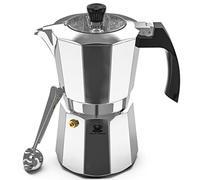 Cafe Du Chateau, caffettiera espresso 6 tazze, moka con coperchio superiore trasparente, finitura lucida, con cucchiaino da caffè