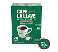 Cafe La Llave Cialde di caffè tostato scuro in stile espresso per birrifici Keurig K-Cup, sapore audace e ricco, 24 capsule riciclabili monodose realizzate in famiglia