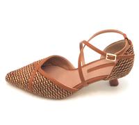 Cafe Noir 9221 slingback rafia intrecciata cuoio-nero cinturino cav.tacco 4cm C