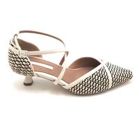 Cafe Noir 9221 slingback rafia intrecciata osso-nero cinturino cav.tacco 4cm C