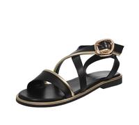 Cafe' Noir Sandali In Pelle Con Fibbia Nero - Donna Scarpe Sandali Bassi
