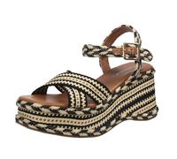 CAFèNOIR Sandalo Nero Beige in Tessuto con Zeppa da Donna - 38