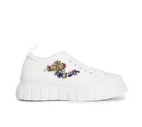 Cafe Noir Sneaker Allacciata con Frange AI Bordi E Patch Strass - C1DG9002 - Bianco, 38
