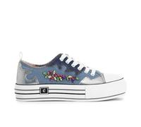 Cafe Noir Sneakers Mid in Tessuto con Patch Strass - C1DM9128 - Jeans, 39