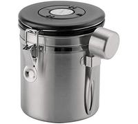 Café Olé CC-500S Barattolo Acciaio Inox per Chicchi caffè macinato, 500 g | quadrante con monitoraggio Giorno/Data, misurino, Chiusura ermetica sottovuoto, Inossidabile, Argento