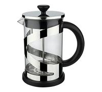 Café Olé Classico Caffettiera Cromata, 1000 ml / 4 tazze / 8 tazzine da caffè, caffettiera francese, filtro in acciaio inossidabile, corpo in vetro, finitura cromata