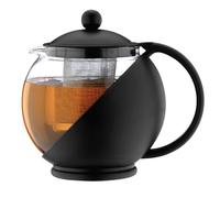 Café Olé Grunwerg Café Ole Loose Leaf Everyday Round Tea Pot Infuser Basket Teiera in Vetro, Nero, 1.20 Litri, 1200ml / 1.2