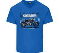 Cafe Racer Moto Motociclista Uomo Scollo A V Cotone T-Shirt