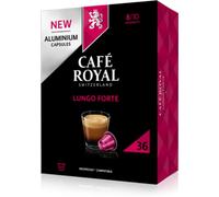 Capsule compatibili Lungo Forte Café Royal, 80% alluminio riciclato, certificato Rainforest Alliance, Intensità 8