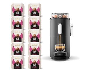 CAFE ROYAL SWITZERLAND PROFESSIONAL CoffeeeB - Macchina da caffè a globo nero, 1,3 l, con 90 palline da caffè lungo forte, 100% compostabili