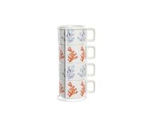 CAFE SET 4 DOLOMITE METAL 11X11X27 260 ML, CORAL