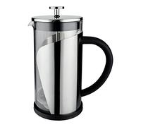 Café Stal 3 Tazza caffettiera in Acciaio Inox e Vetro in Stile bambù Resistente al Calore con Base e Manico Soft Touch, Vetro, Stainless Steel, 8 Cup (1000ml)