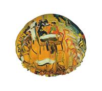 Cafe Terrace At Night - Cuffia da doccia da donna, grande, lavabile, con fascia elastica