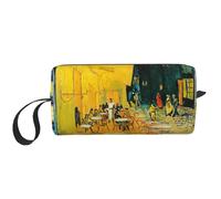 Cafe Terrace at Night Print Toiletries Bag per le donne formato da viaggio carino borsa da toilette da viaggio borsa per trucco borsa organizer, bianco, Taglia unica