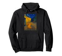 Cafe Terrace At Night With Orange Tabby Cat Famous Painting Felpa con Cappuccio