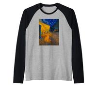 Cafe Terrace At Night With Orange Tabby Cat Famous Painting Maglia con Maniche Raglan