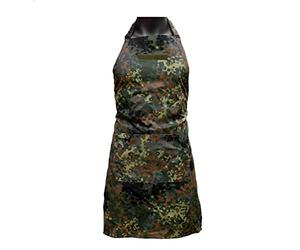 Café Viereck ® Bundeswehr Flecktarn BBQ Grembiule da cucina unisex per uomini e donne, con superficie patch e tasche, verde, Taglia unica