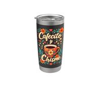 Cafecito Y Chisme Latina - Tazze da caffè messicane con motivo floreale Bicchiere termico in acciaio inox doppia parete