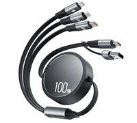 CAFELE 100W Cavo Multiplo USB A/C,6 IN 1/C Multi Cavo di Ricarica Rapida Retrattile,PD3.0 5A Cavetto Avvolgibile Tipo C/Phone/Micro per Phone 16,16 Pro Max,15 Serie,MaBook,Pad,Galaxy,Tablet