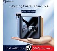 Cafele 80W Gonfiatore per pneumatici per auto 6000mAh Pompa Compressore d'aria portatile per auto Barca Pompa d'aria Tester di pressione dei pneumatici per biciclette con LED