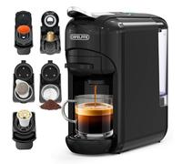 CAFELFFE Macchina da caffè 5 in 1 MK606, brodo caldo/freddo, 19 bar, per Nec*, DG*, Kcup, ESE e polvere di caffè, modello Erp2, 0,6 l, colore nero